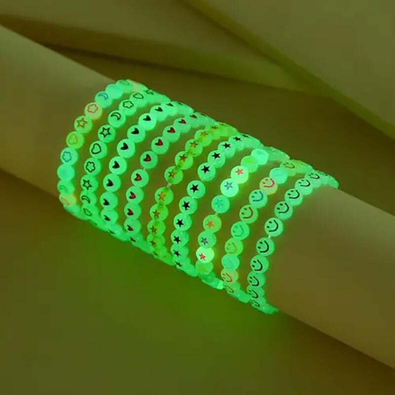 Fluorescent Glow-in-the-Dark Smile Bead Bracelet Friendship Couple Bracelet Charm Beads