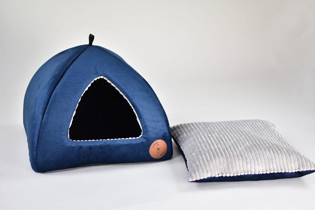 Bella Navy Blue Velvet Dog Shed 50cm x 50cm