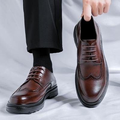 Platform Trending Brogues Classic Men Dress Shoes Men Oxfords Leather Shoes Lace Up Formal Black Leather Wedding Party Shoes