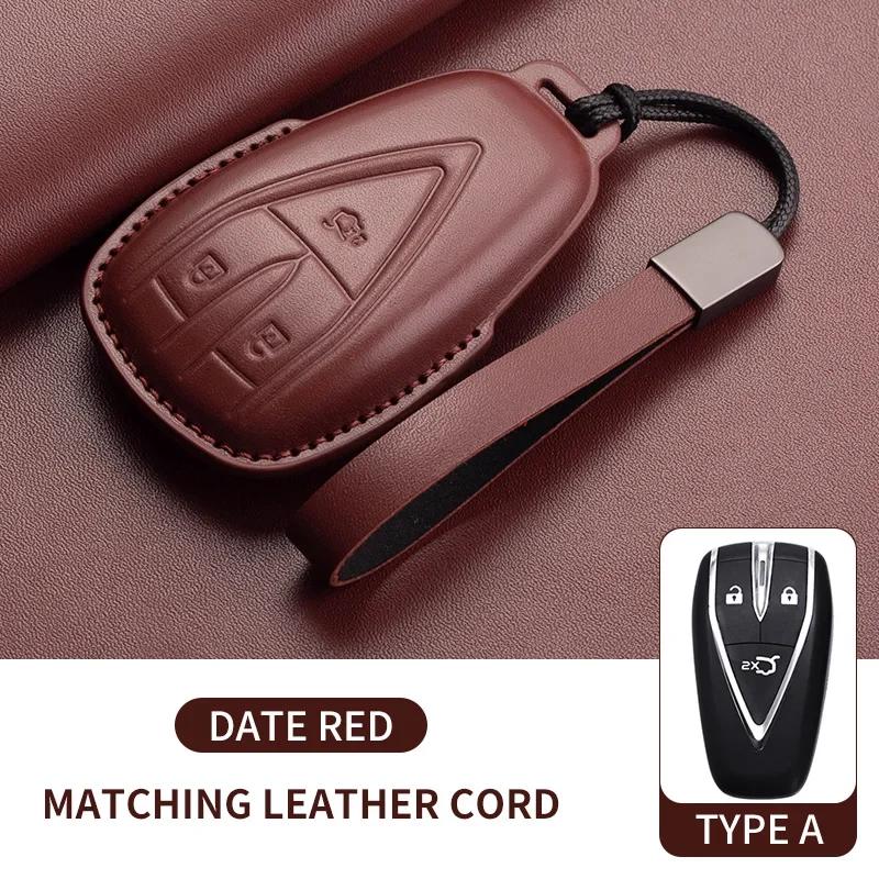 Leather Car Key Case Cover Holder Keychain Shell for Changan CS35 Plus CS55 Plus CS75 Plus Eado UNI T UNI K Oushang X5 X7 EV