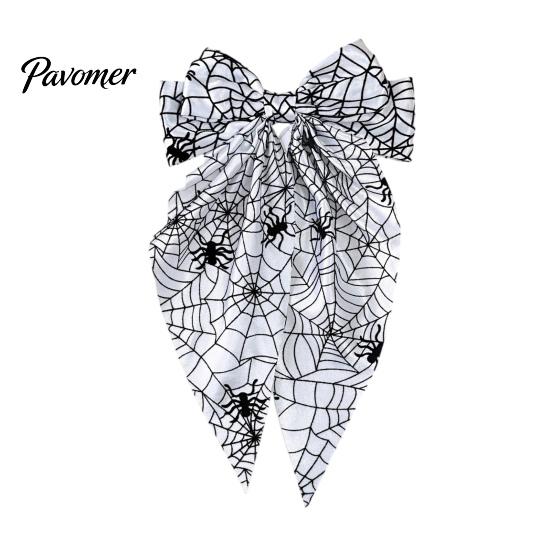 Fashionable Hair Bows for Dates Halloween Bow Clip Women Girls, Spider Web Barrettes Satin Ribbon Clips, Large Bowknot Accessories Cosplay Party