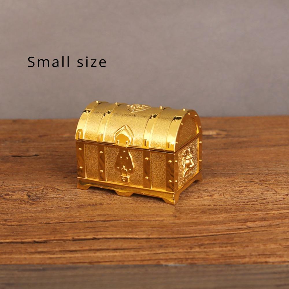 Pirate Jewelry Box Large Vintage Chinese Wedding Celebration Pearl Treasure Box Alloy Handmade Jewelry Storage Box with Lock