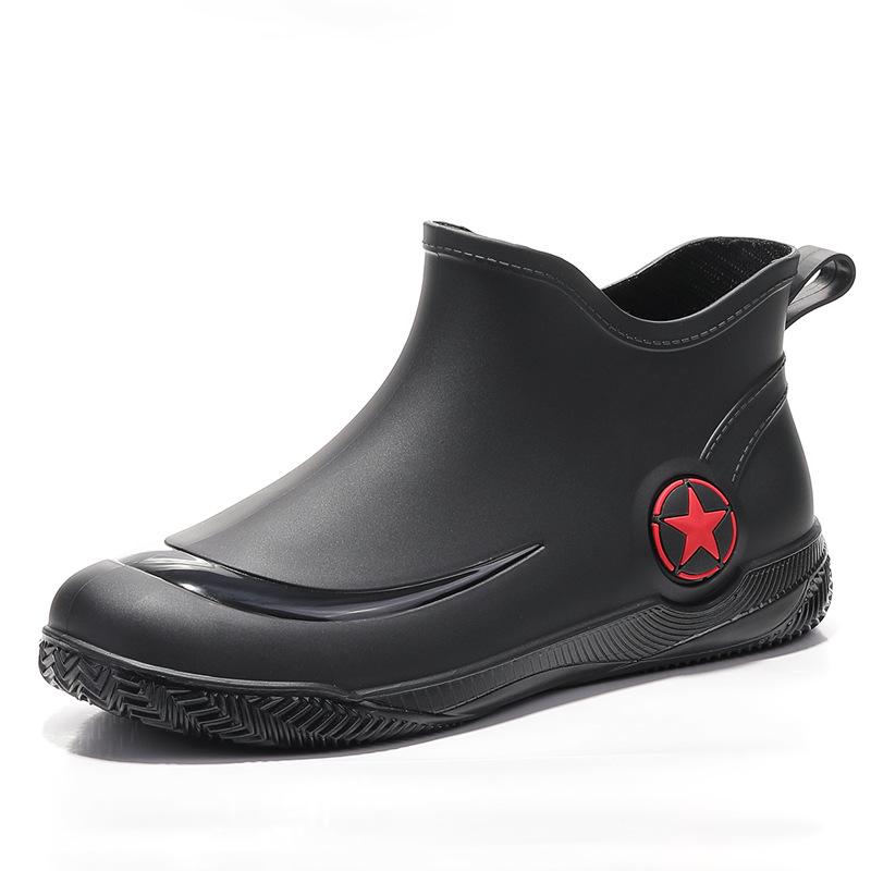 Men's Low-Cut Waterproof Non-Slip Rubber Ankle Rain Boots 