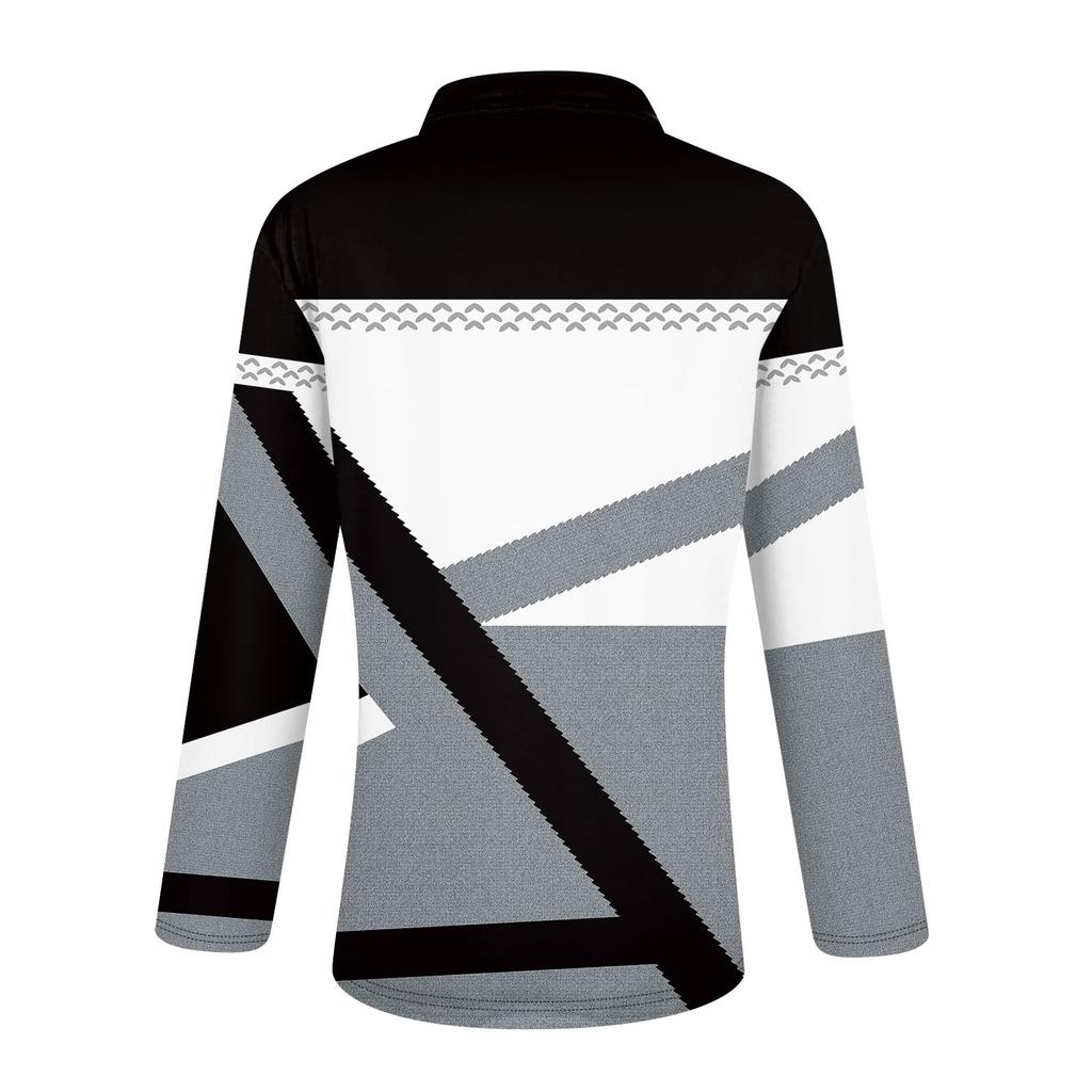 Damen Frühling und Herbst Mode Casual Printed Zipper V-Ausschnitt Langarm Shirt Tops