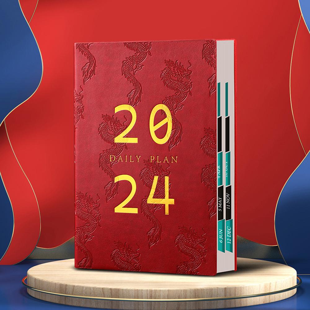 (Logo kann eingraviert werden) A5/B6 ultradickes Ledernotizbuch, Geschäftsplaner 2024, Studenten-Tagesplaner, Planer, Protokollbuch, Notizblock