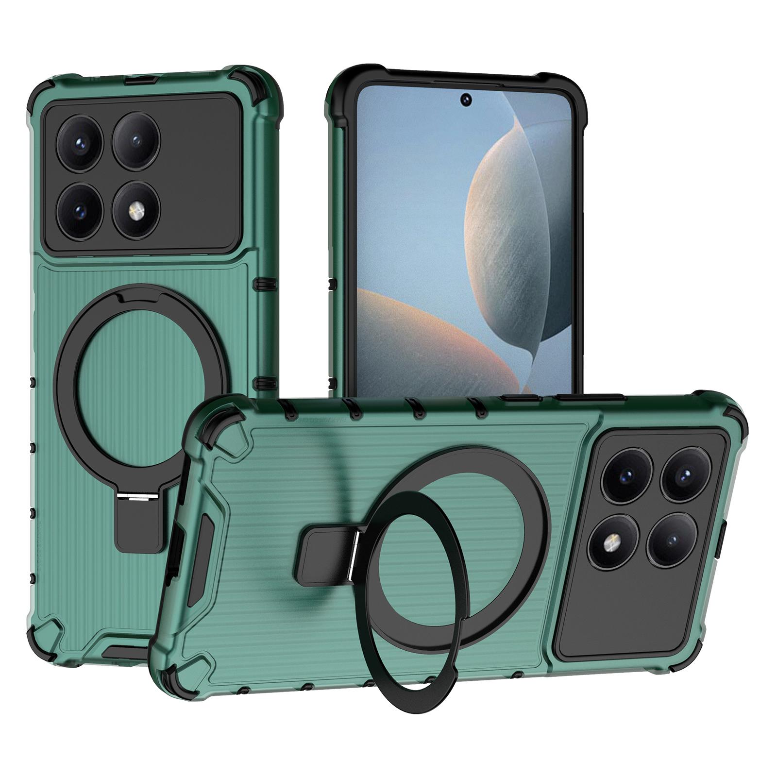 

For Xiaomi Redmi K70E 5G/Poco X6 Pro 5G Case with Kickstand PC+TPU Phone Cover Compatible with MagSafe Green