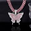 Collier Pendentif Papillon Style Hip Hop Chaîne Cubaine en Alliage Bijoux de Mode Unisexe Tenue de Soirée
