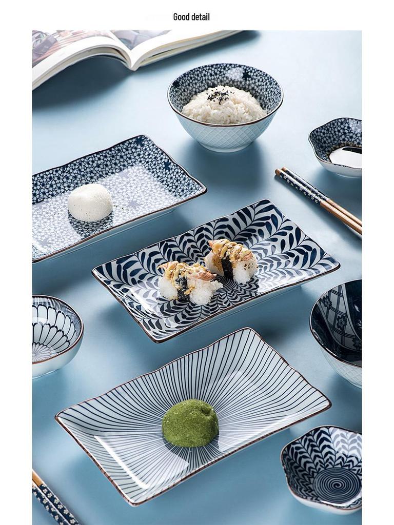 Porcelain Bowl & Plate Set - Blue & White Gift Set for Home, Creative Company Opening, Souvenir