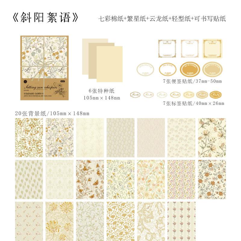 40Pcs Vintage Decorative Collage DIY Craft Background Paper Floral Handmade Paper Mix Material Junk Journal Planner Scrapbooking