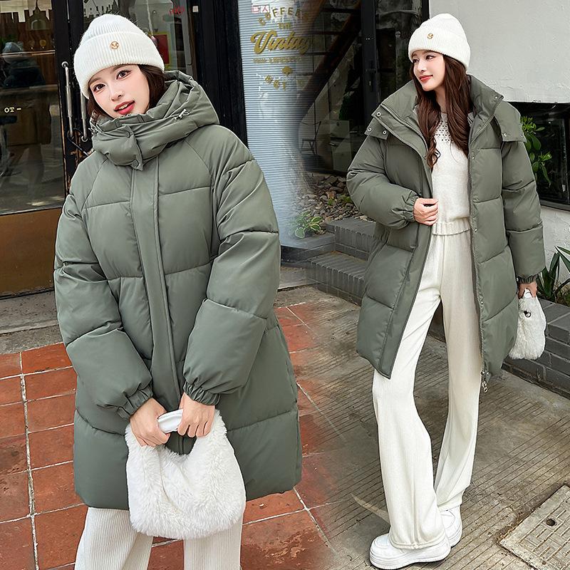 2025 New Medium and Long Cotton-padded Clothes Cotton-padded Clothes Hooded Versatile Fashion Loose Foreign Style Women's Coat