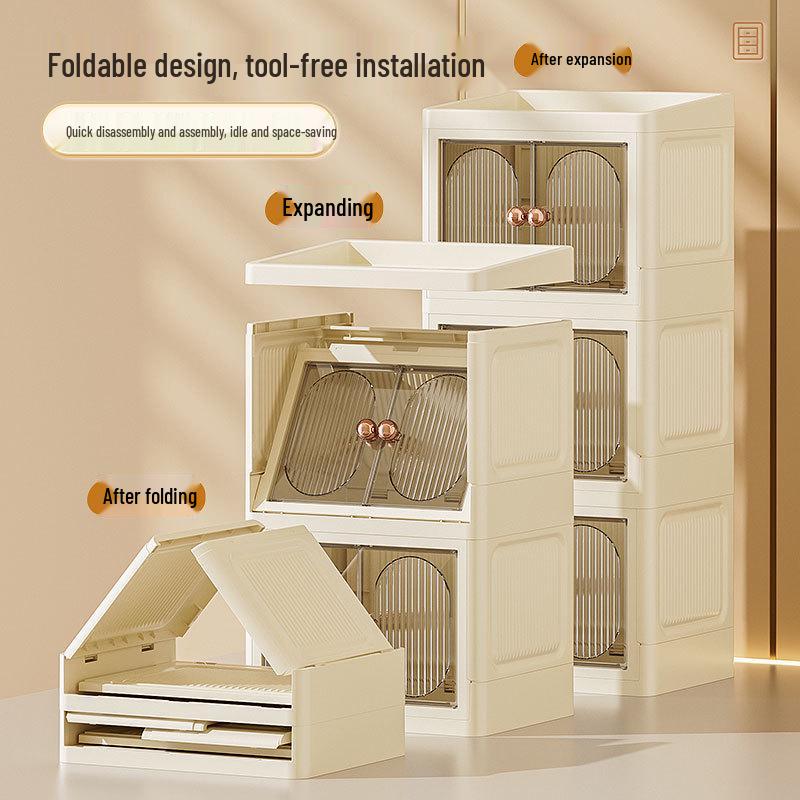 Desktop Multi-Layer Storage Box for Cosmetics, Stationery, and Skincare - Dustproof Push-Door Design