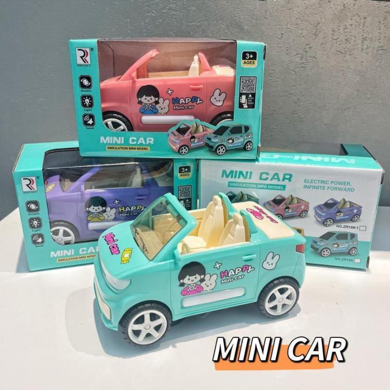 Kawaii Electric Mini Macaron Convertible Cars Music Simulation Miniature Car Model Toys For Kids 2 To 4 Years Old Lovely Gifts