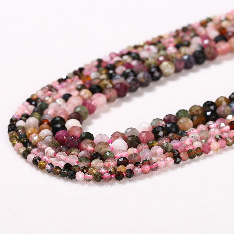 2 3 4 mm Faceted Natural Tourmaline Bead Multicolor Loose Spacer Small Bead For Jewelry Making Diy Necklace Bracelet Accessory