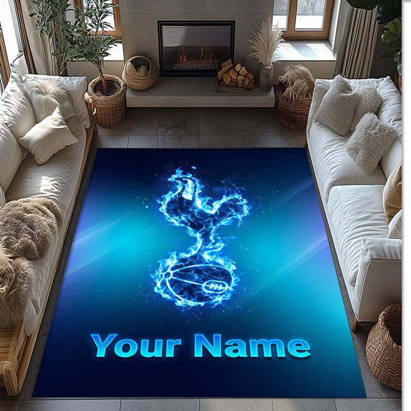 Tottenham Hotspur FC Printed Crystal Velvet Rug Non‑Slip Crystal Velvet Carpet For Sofa Bedroom Indoor Home Decoration