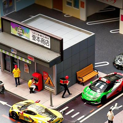 1/64 Store Model Diorama Table Ornament Layout Prop Collectibles 1:64 Scale City Backdrop Shop Scene