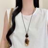 Chinese Floral Tassel Pendant Necklace - Ethnic Niche Design for Women, Versatile Long Sweater Chain Fashion Accessory
