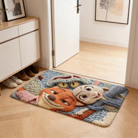 Tapis de sol en terre de diatomées, séchage rapide et absorbant, tapis de salle de bain antidérapant à motif dessin animé, tapis d'entrée pour salle de bain, cuisine, chambre