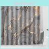 Golden Fashionable Grey Marble Patterned Bathroom Shower Waterproof Curtain