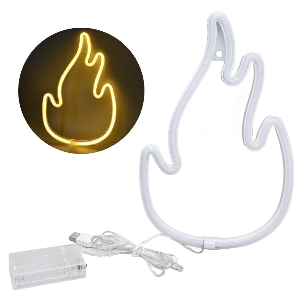 Modern Flame Neon Sign 5V Hanging LED Light Sign USB or Battery Powered Neon Lights Home Office