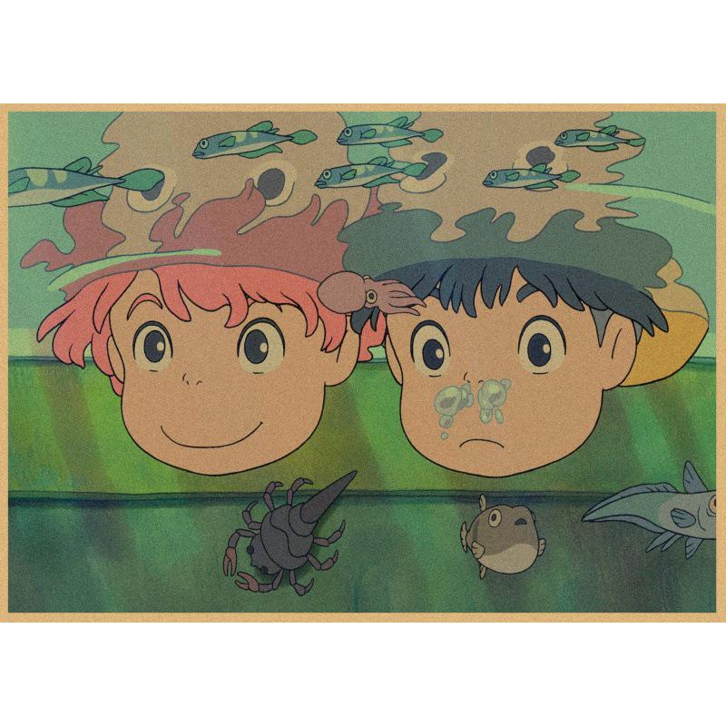 Large Goldfish Princess Anime Retro Poster - Decorative Kraft Paper Wall Art