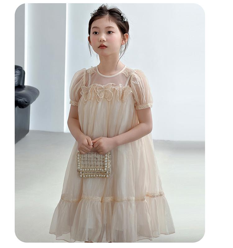 Girls' Dress Summer Dress 2026 New Style Children's Elegant Princess Puff Skirt Girls' Sweet Wind Mesh Skirt