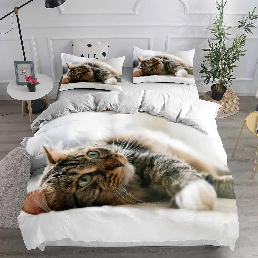 Carton Pet Cat Beding Set Adult Peoples Children Winter Soft Duvet Cover Sets Children Kids,twin Ful Quen King Bedrom Set Home House De Couete