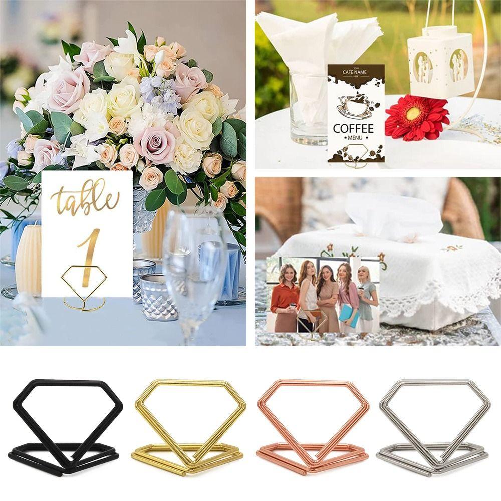 1PC Cards Place Holder Metallic Table Number Stand Message Memo Paper Clamp Romantic Photo Display Stand Desktop Decoration Clip