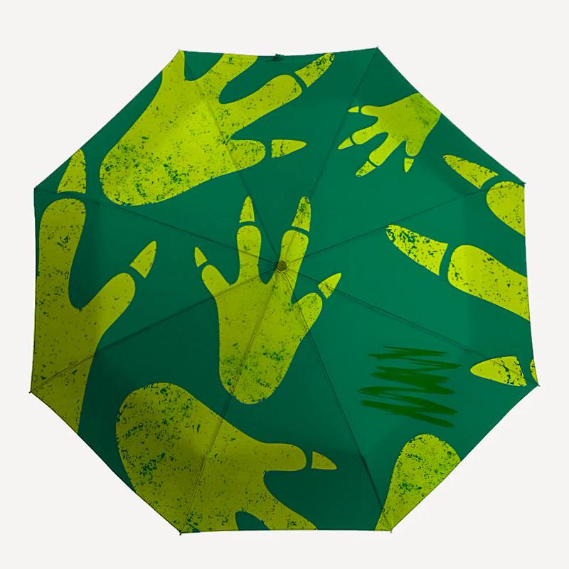 

1pc Dinosaur Tracks Automatic Open/Close Umbrella with Windproof, Functional Design, 8-Rib Sturdy Canopy