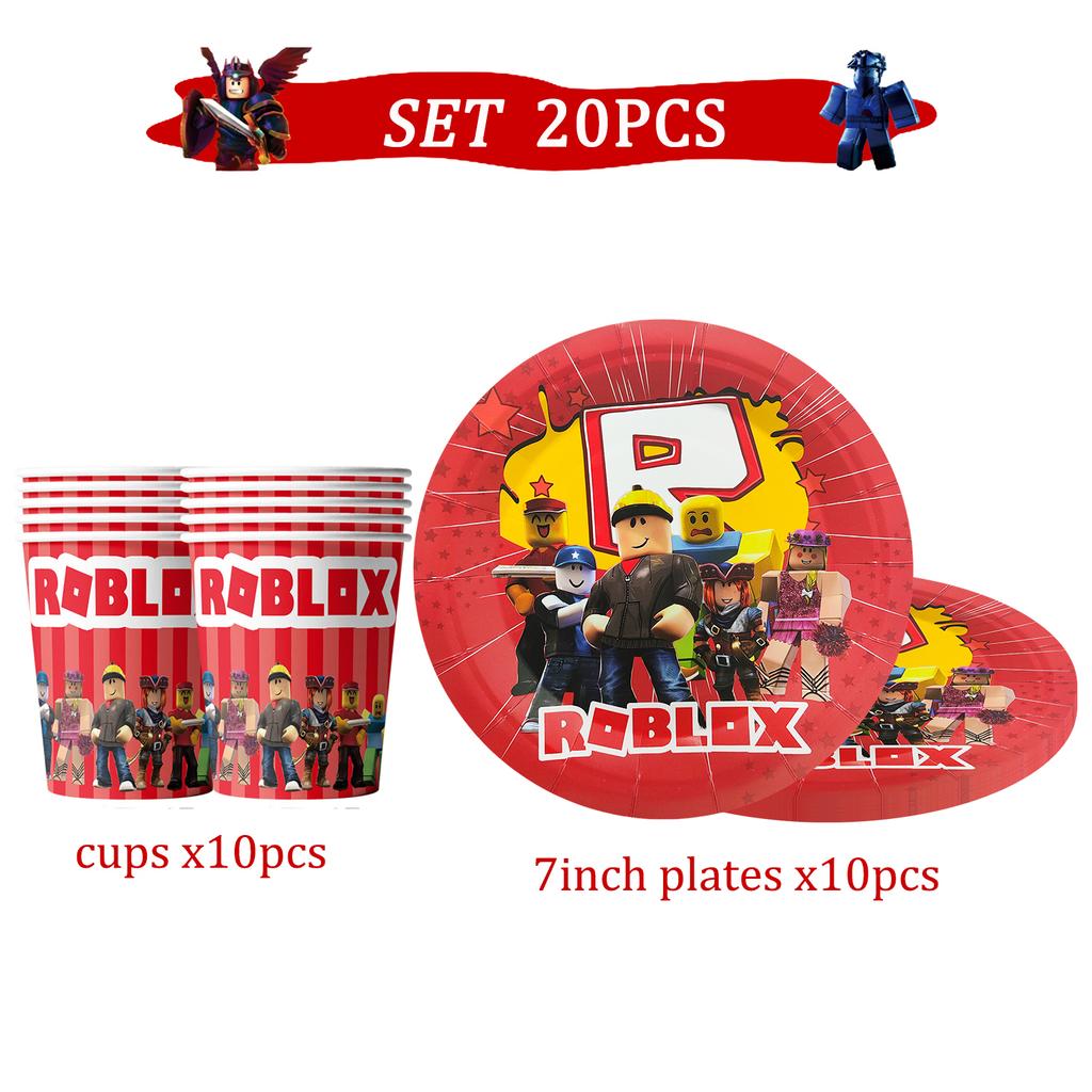 Roblox Birthday Party Decorations Supplie Celebration Disposable Tablecloth Cup Plate Baby Shower banner set Entertaining Play Safe Kid Friendly Fun