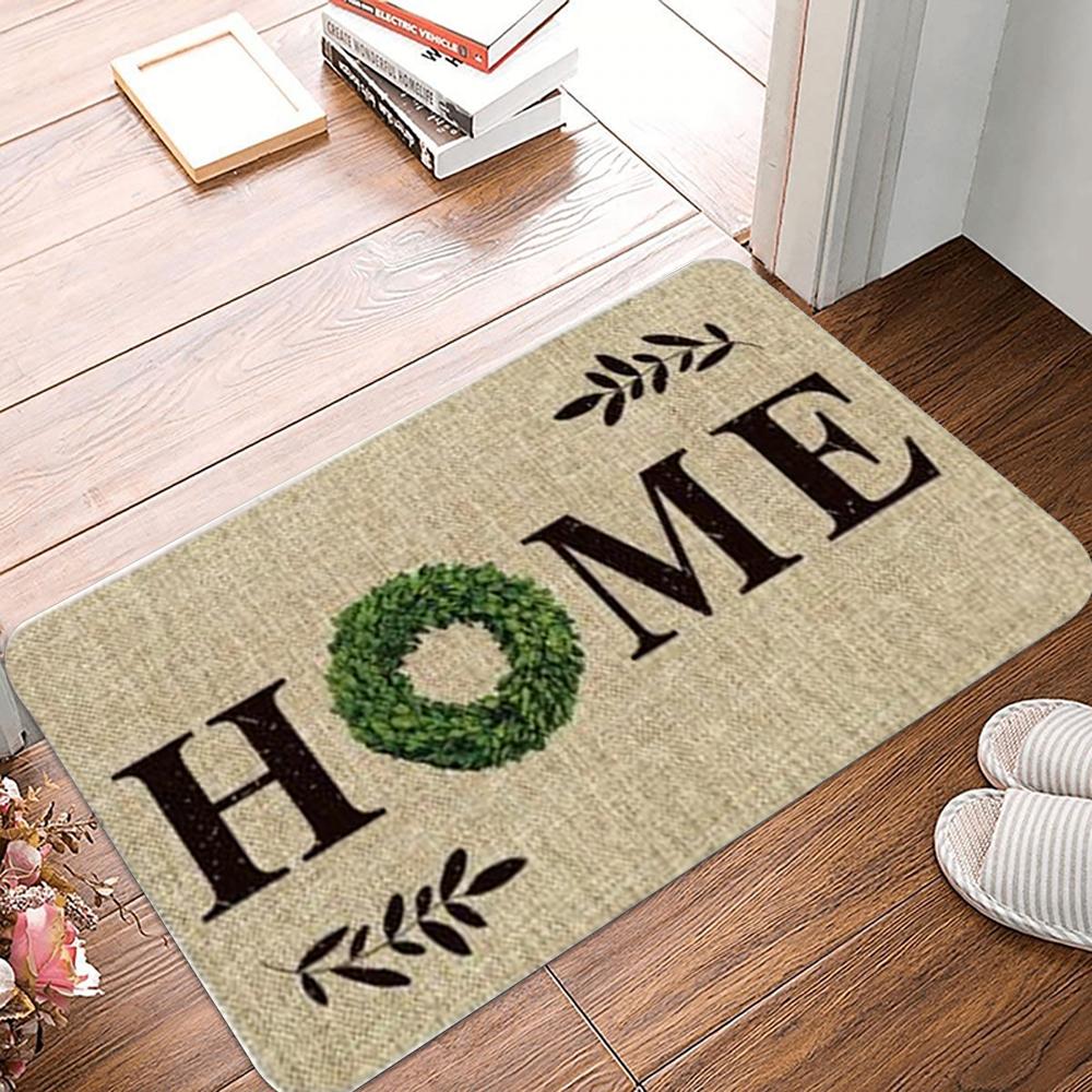 Autumn Theme Door Mat Various Fall Patterns Like Maple Leaves Pumpkins and "Welcome" Letters Non - Slip Floor Mat for Home Decor