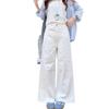 Flower Embroidered Denim Wide-legged Trousers Women's Autumn Temperament Coloured High Waisted Small Person Drape Straight Long Trousers Denim Pants