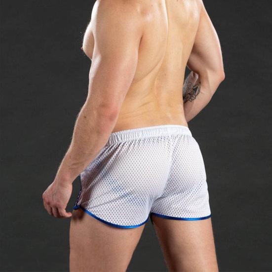 Breathable Short Pants Drawstring Design Polyester Quick Drying Adjustable Men Summer Mesh Pants for Daily Wear