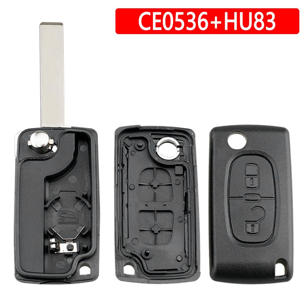 

2 Buttons Flip Folding Key Case Replacement Flip Folding Remote Car Key Shell Black ABS for Peugeot 207 307 Car Accessories