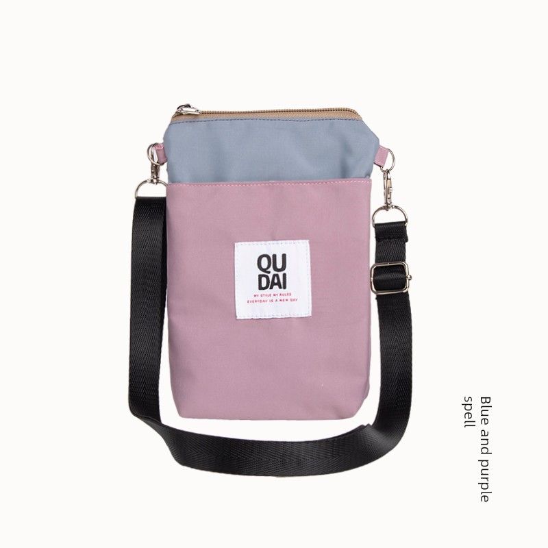 

Retro Phone Holder Contrast Color Zipper Portable Small Crossbody Bag Blue and purple spell