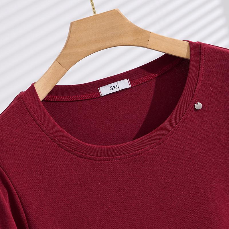 Women Plus Size Short-Sleeve T-Shirt Korean Style Round Neck Straight-Shoulder Casual Slim Summer Tee Top for Ladies 3XL-8XL