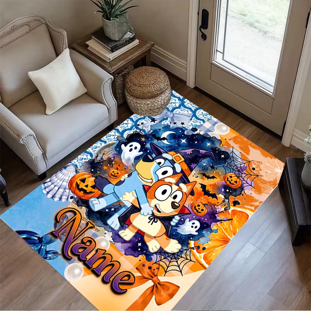 Halloween Friends Celebration Customize Your Name Floor Rug Office Rug Perfect for Dormitory Study Room Dining Room Balcony Anti-slip Rug