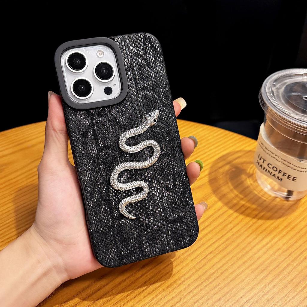 For IPhone 16 ProMax Fall Protection Package for Apple 15 Snake Skin Pattern Phone Case 14 Creative Protective Cover