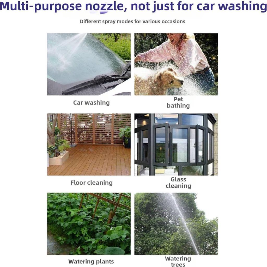 Hogedruk Waterspuitpistool met 3 Messing Connectoren Verstelbare Spuitkop voor Tuinslang Reiniging en Wassen Buitenoppervlakken