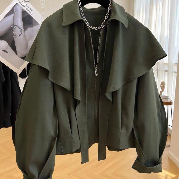 Designer Niche Women's Shawl Cape Coat - Spring/Autumn 2026 Fashionable Jacket-Style Top