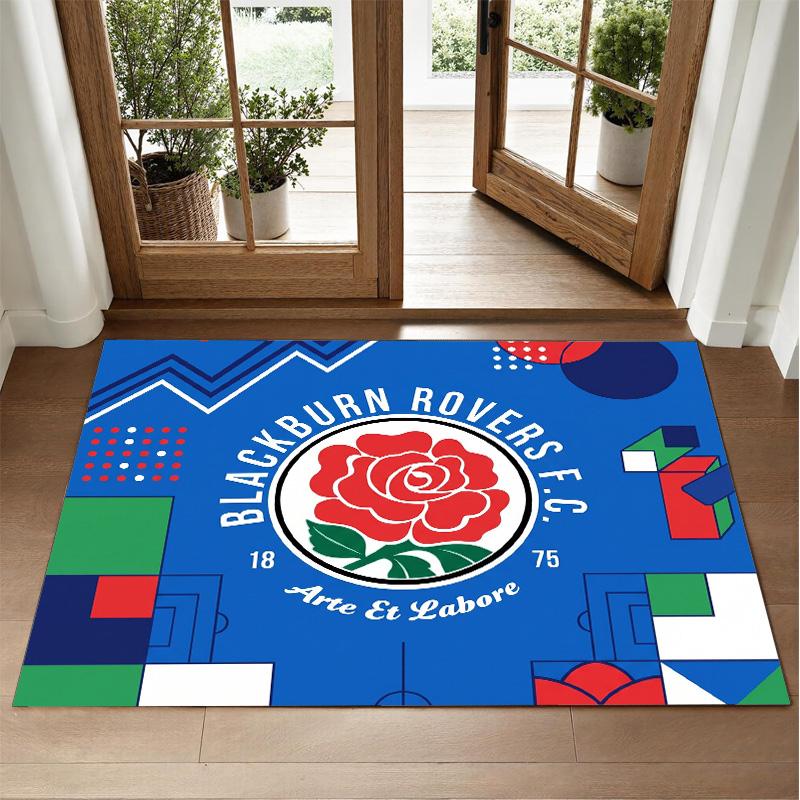 Blackburn Rovers Football Design Crystal Velvet Rug Soft Decorative Mat for Bedroom Entrance