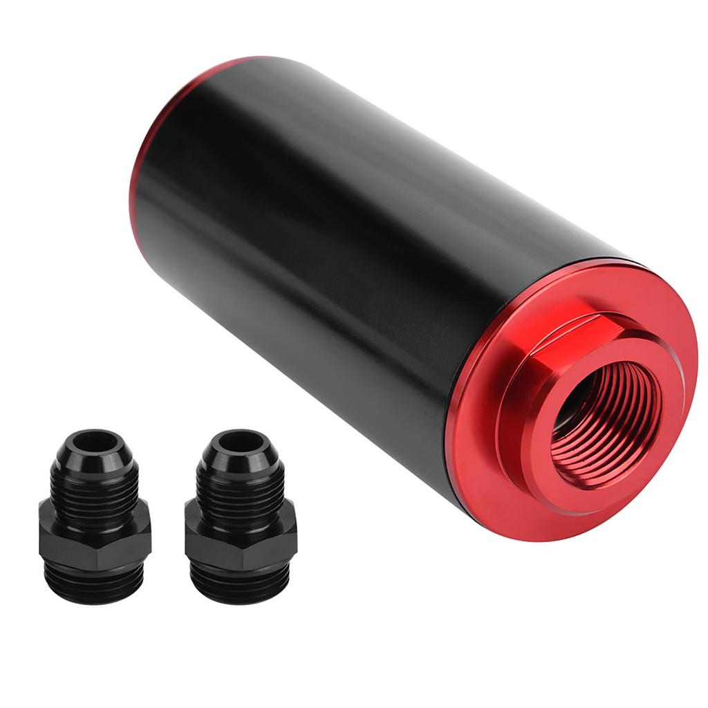 Universal 100 Micron AN8 Aluminum High Flow Fuel Inline Petrol Filter for Car Truck Black