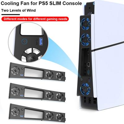 Quiet Cooler Fan for PS5 Slim Console with Adjustable Speed Silent Enhanced Cooling Fan with LED Lights for Playstation 5 Slim