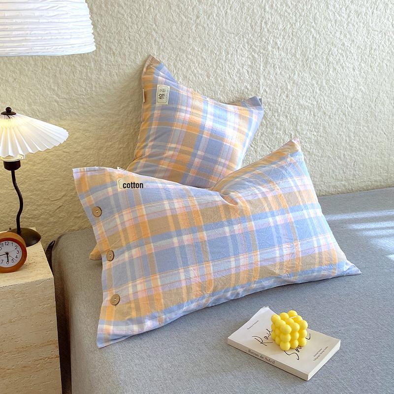 Zestaw 2 poszewek na poduszkę pojedynczą z czystej bawełny i lnu z wewnętrznym wkładem w całości bawełnianym, 48cm x 74cm