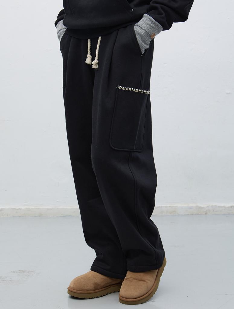 Generalidea Unisex Stitch Sweat Hoodie Set [Black] / Sbe4U51013Set