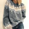 Fashion Women  Long Sleeve Leoaprd Print Patchwork Knitted Warm Sweater