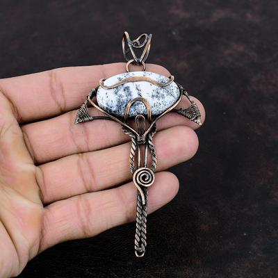 Ciondolo Opale Dendritico Ciondolo Avvolto in Filo di Rame Ciondolo Decente Gioielli in Rame Ciondolo Fatto a Mano Ciondolo Avvolto in Filo Gioielli con Pietre Preziose Regalo di Anniversario
