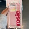 Ins Korean Pink Letter r-rosie Phone Case For iPhone 17 16 15 14 13 12 11 Mini Pro Max X XR 7 8 Air Plus Transparent Back Cover
