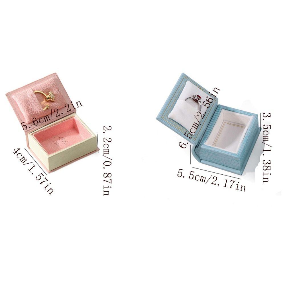 Creative Engagement Ring Case Velvet Jewelry Packaging Durable Book Shape Ring Box  Travel