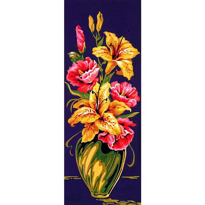 Canevas antique Fleurs 25x60cm