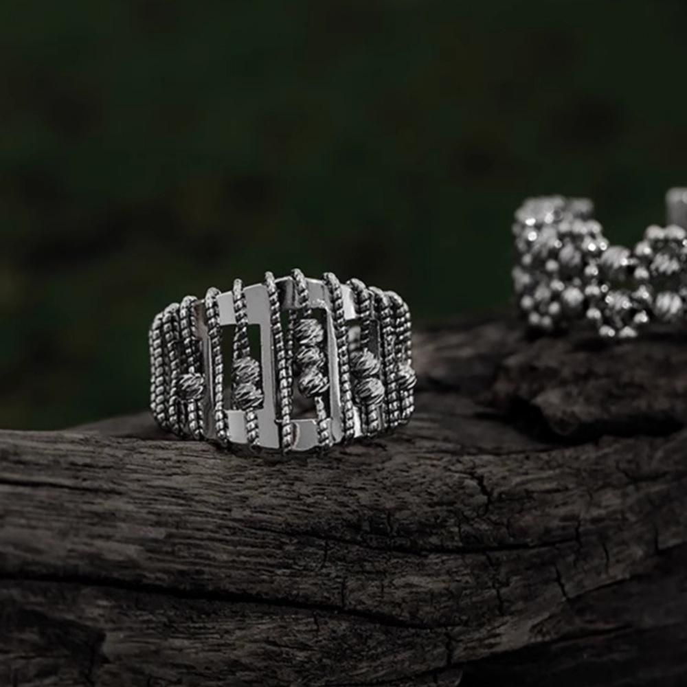 European and American personalized rings, hollow beaded niche design, cold wind index finger ring, jewelry, exquisite open rings